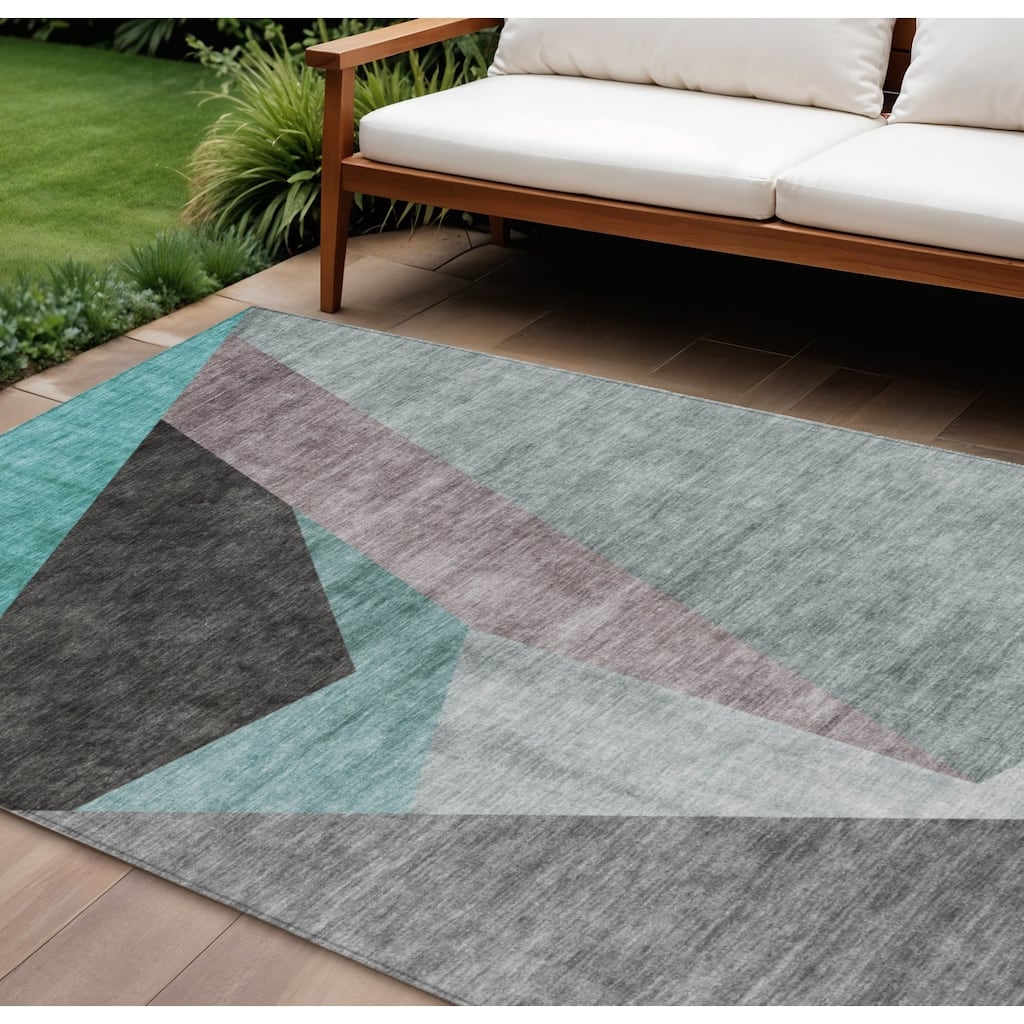 HomeRoots Abstract Transitional Rectangle Outdoor Rug