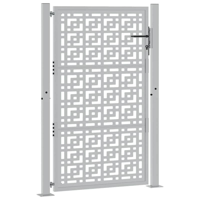 vidaXL Garden Gate Black Steel Leaf Design