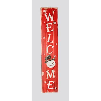 40" Wood Snowman Welcome Sign