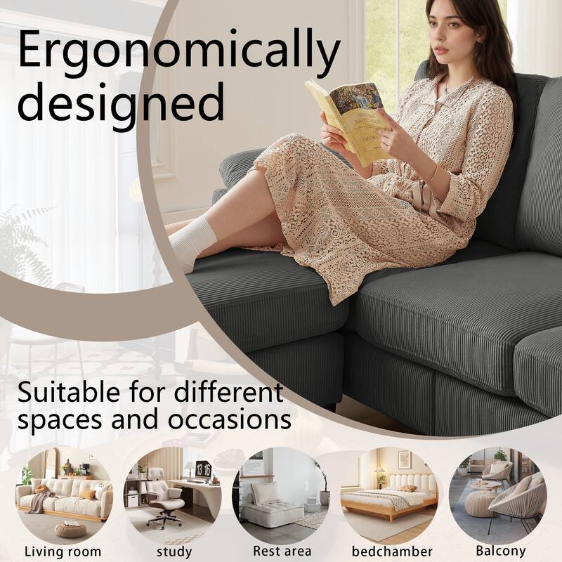 4 Pieces Corduroy Living Room Sets with Sofa, Ottoman and Loveseat