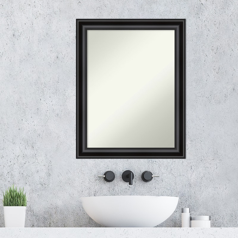 Non-Beveled Bathroom Wall Mirror - Grand Black Narrow Frame