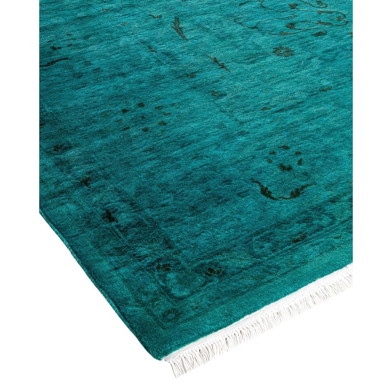 Fine Vibrance, One-of-a-Kind Hand-Knotted Area Rug - Green, 9' 2" x 12' 5" - 9' 2" x 12' 5"