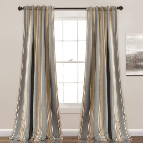 slide 13 of 15, Lush Decor Julia Striped Room Darkening Window Curtain Panel Pair 108 Inches - Grey