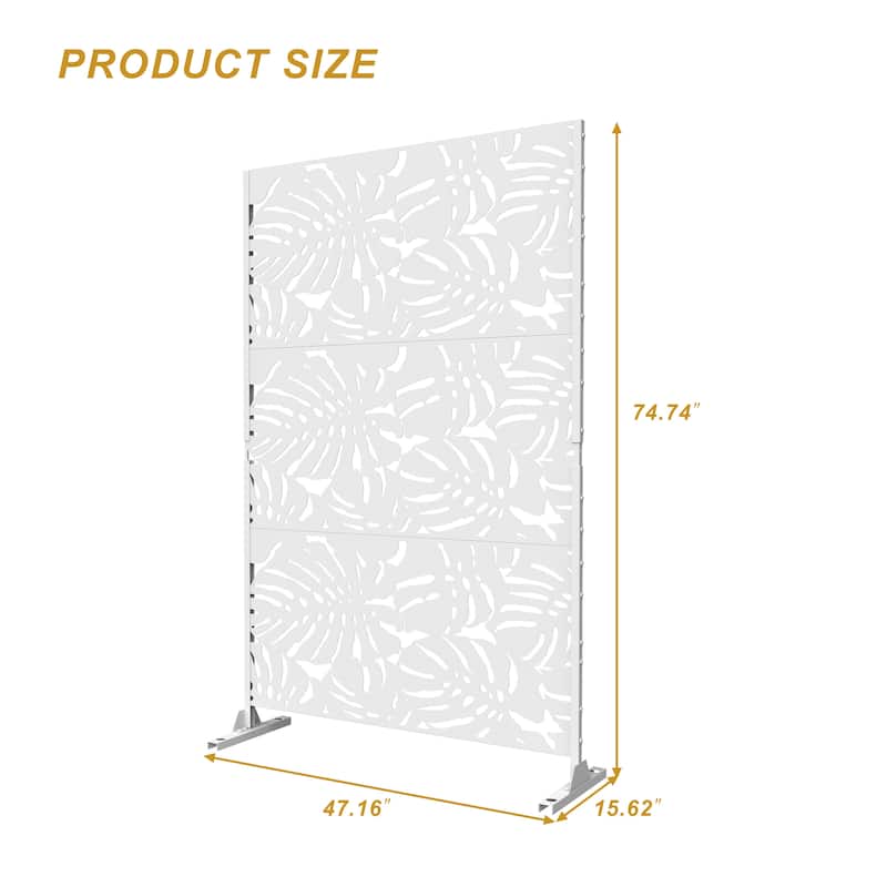 Free Standing Metal Privacy Screen Panel Decorative Outdoor Privacy Screen - 72"H x 47"W