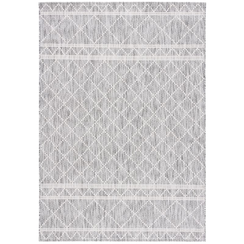 SAFAVIEH Courtyard Andreea Trellis Waterproof Patio Backyard Rug - 5'3" x 7'7" - Light Grey/Dark Grey
