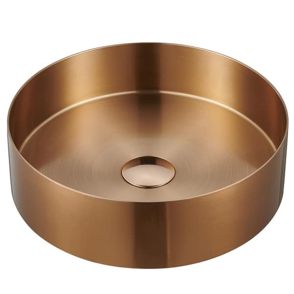 slide 2 of 8, Karran Cinox Stainless Steel Round Vessel Sink Brushed Copper