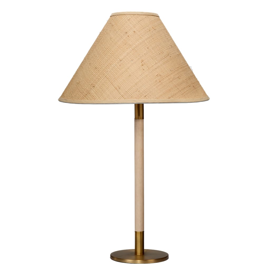 Jamie Young Morgana Wood and Metal Table Lamp with Raffia Shade