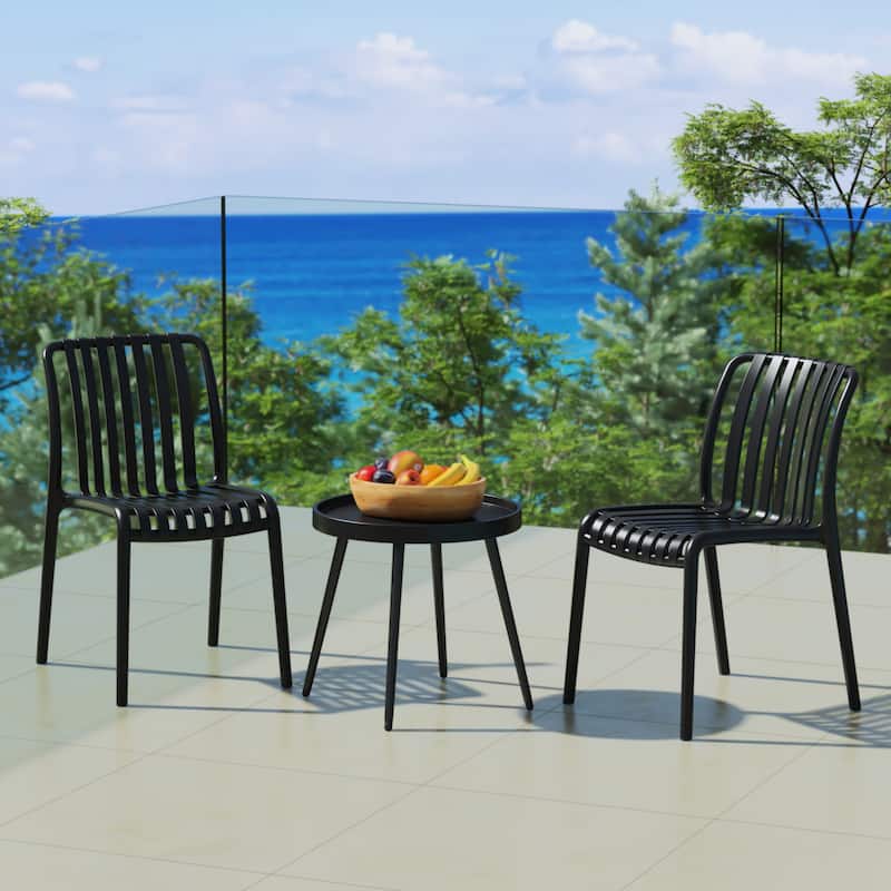 Frond and Form 3-Piece Outdoor Patio Chair With Side Table