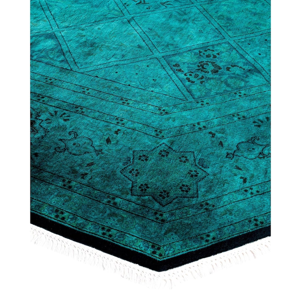 Fine Vibrance, One-of-a-Kind Hand-Knotted Area Rug - Green, 8' 1" x 8' 1" - 8' 1" x 8' 1"