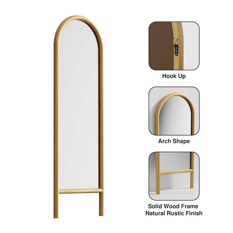 Wooden Frame Ladder-Style Wall Mirror - 64*21