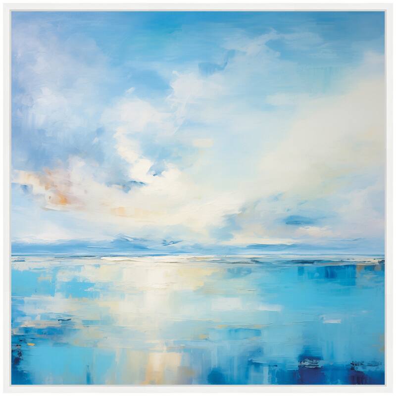 Kate and Laurel Sylvie Serence Coastal Waters Tranquil Landscape Framed Canvas by The Creative Bunch Studio