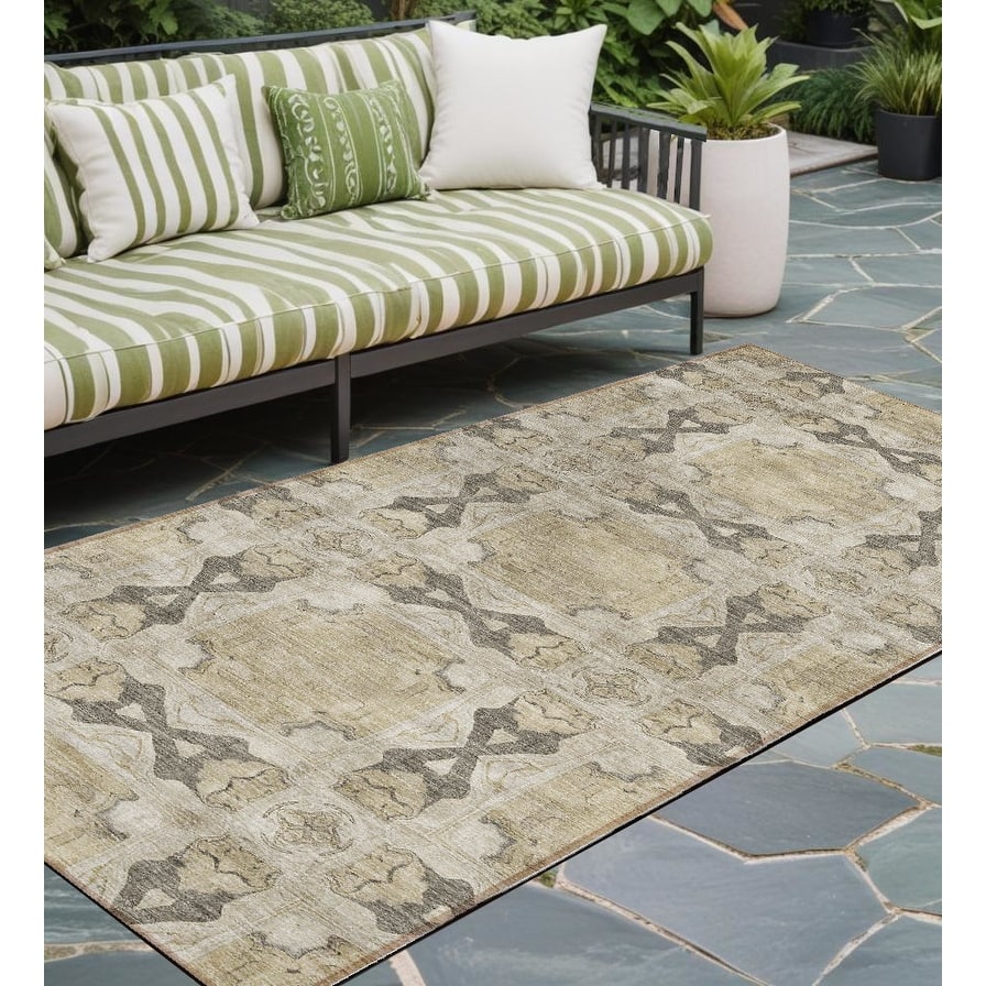 Pax Graceful Floral Weather Resistant Blended Style Runner Outdoor Rug
