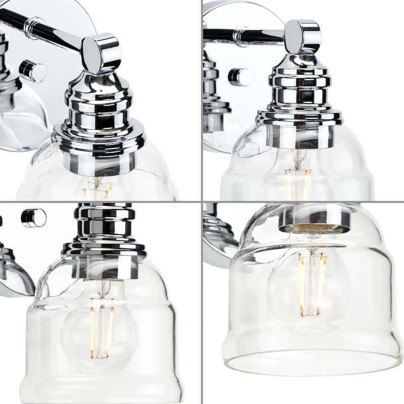 Ambrose Collection One-Light Chrome Clear Glass Bath Vanity Light - 5 in x 6.5 in x 7.88 in