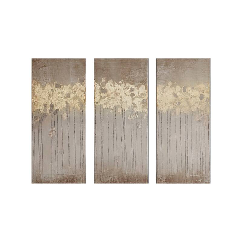Gold Foil Abstract 3-piece Canvas Wall Art Set - Taupe/Off-White
