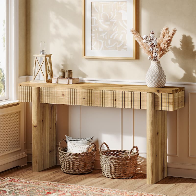 55-Inch Rustic Solid Wood Console Table - Wood Brown
