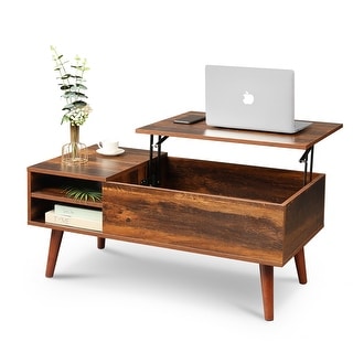 Wood Lift Top Coffee Table with Hidden Compartment and Adjustable ...