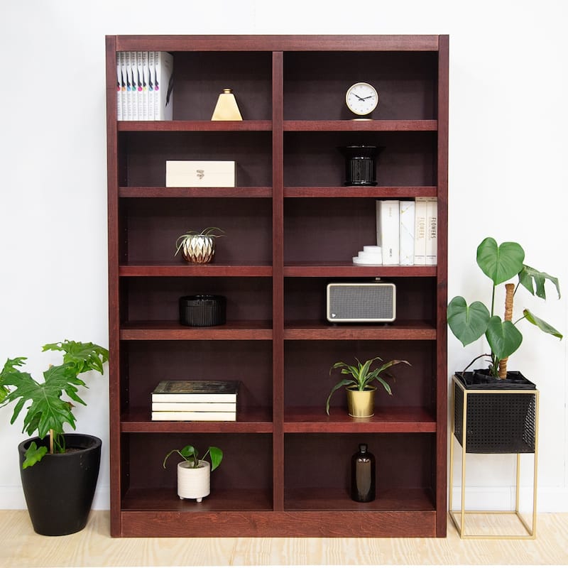 Concepts in Wood Double Wide Wood Bookcase, 12 Shelf, 84 inch Tall - Cherry