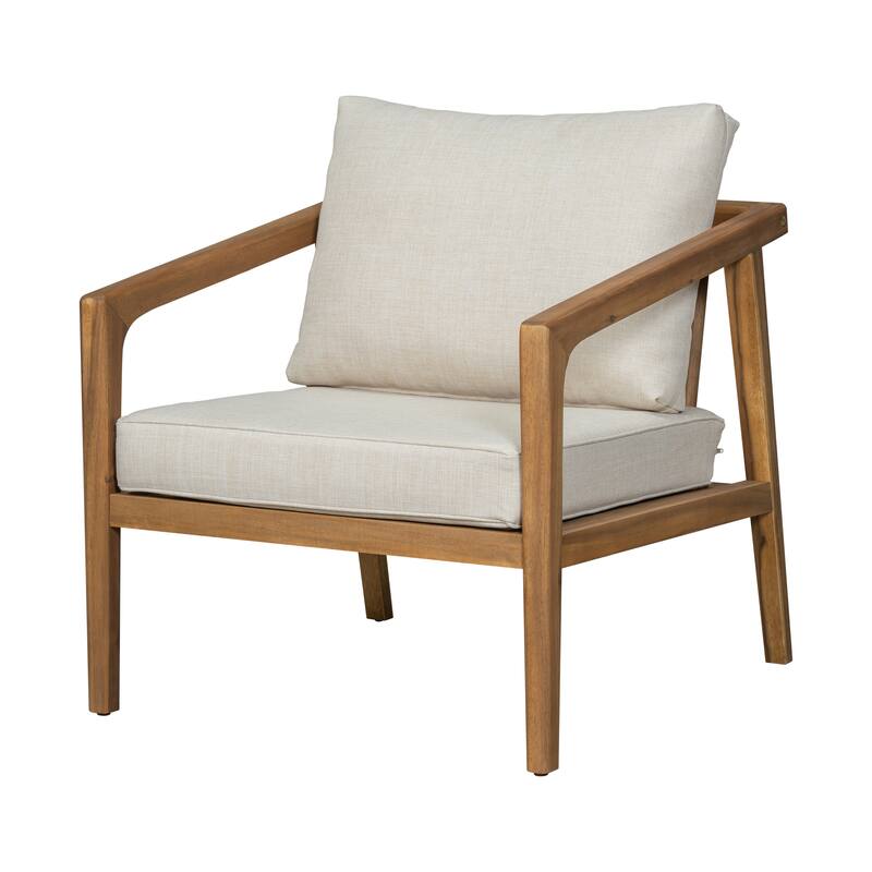 Roomfitters Westin Outdoor Acacia Wood Club Chairs with Water Resistant Cushions, Teak Finish Set of 2 - Set of 2