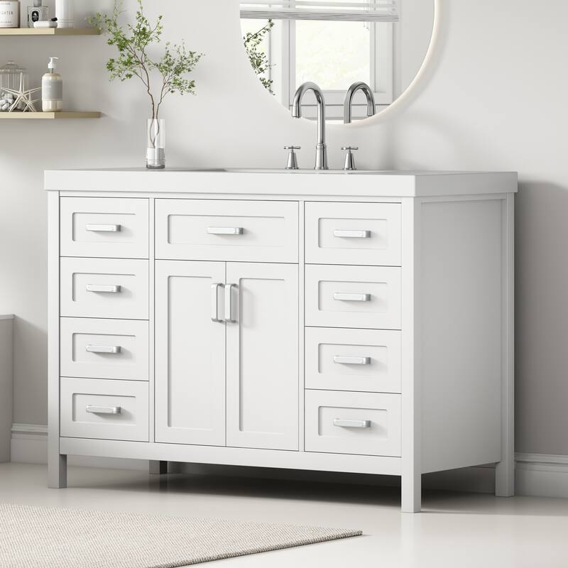 48" Bathroom Vanity with Sink, 2 Doors and 8 Drawers, Soft Close System, Classic Design