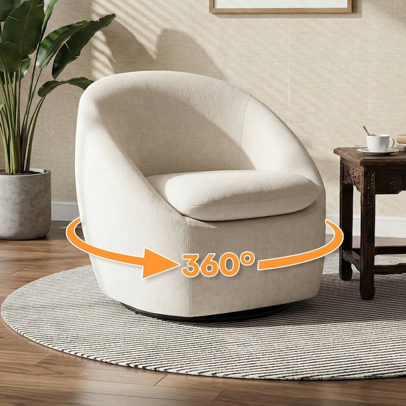 360° Swivel Chenille Upholstered Barrel Accent Chair Armchair - 30.3"W x 28.7"D x 29.5"H