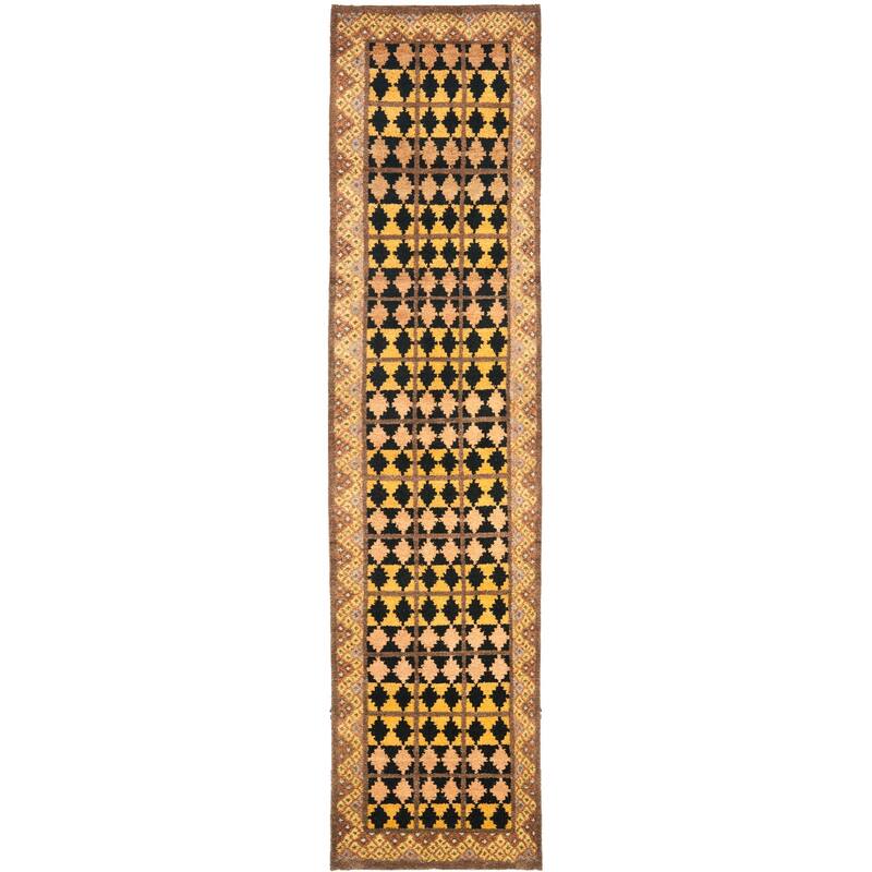 SAFAVIEH Hand-knotted Gabbeh Geta Traditional Wool Rug - 2' 6" x 10' - Gold - Runner