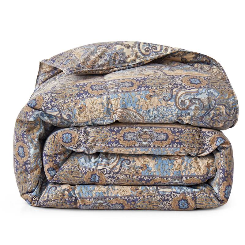 All Season Paisley Floral Printed Vintage White Goose Feather Down Comforter