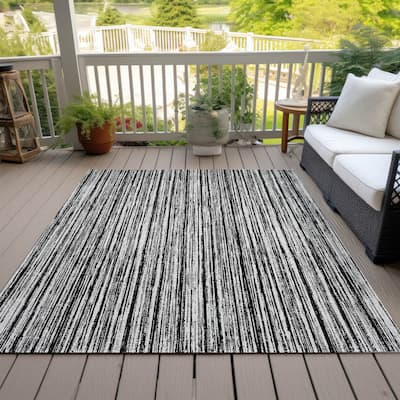 Machine Washable Indoor/ Outdoor Chantille Contemporary Stripes Rug