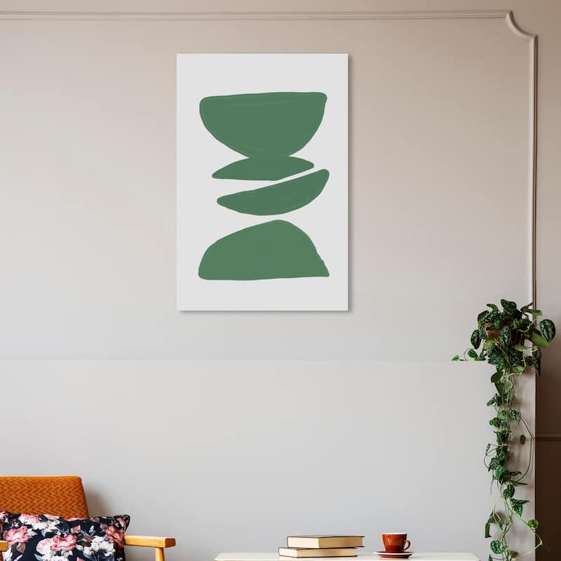 Wynwood Studio Canvas Abstract Tea Cup Silhouettes Green and Off-white Modern & Contemporary Wall Art Canvas Print - 30 x 20