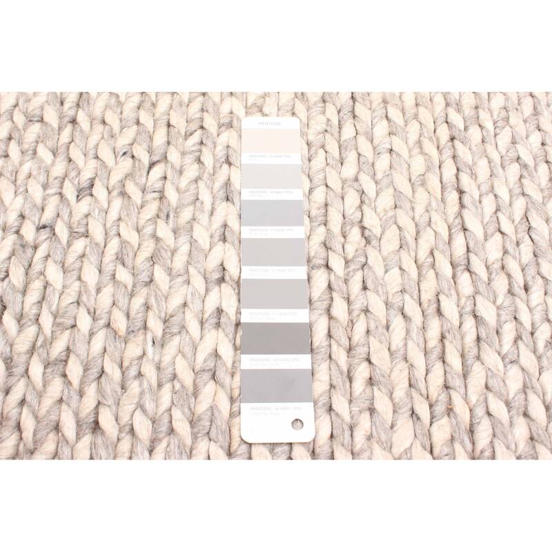 ECARPETGALLERY Braid weave Sienna Grey Wool Rug - 4'11 x 8'0
