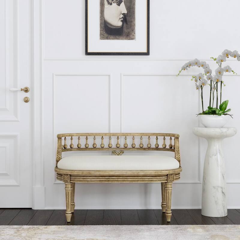 Hathaway 37" Upholstered Bench - Antique Beige