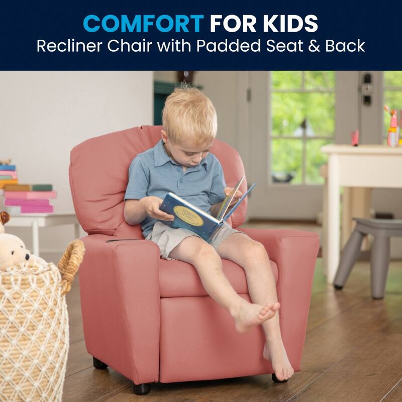 Contemporary Kids Recliner with Cup Holder