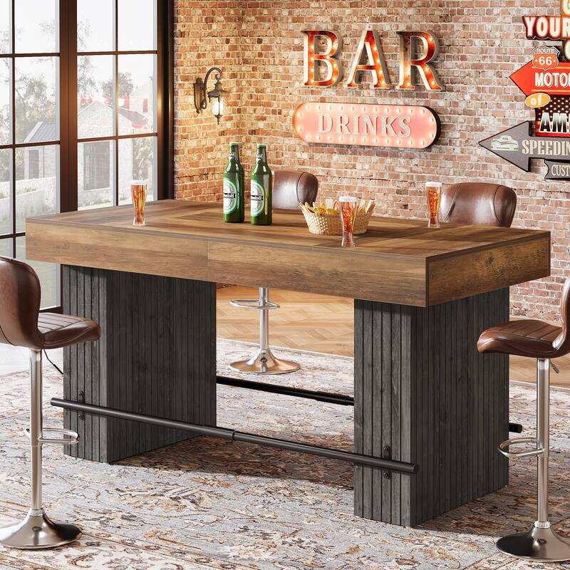 63'' Bar Table, Counter Height Pub Dining Table Home Bar Unit