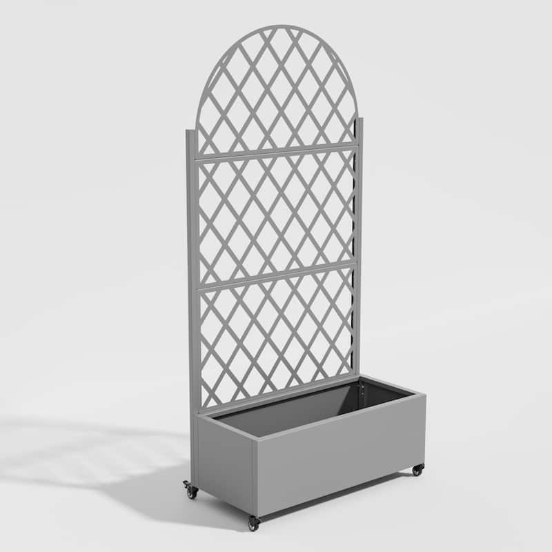 Movable Raised Garden Bed with Trellis and Lockable Wheels - 71*35