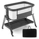 preview thumbnail 1 of 10, Costway Baby Bedside Sleeper Bassinet with Wheels & Storage Tray - 38'' x 22''x 28''-34'' (L x W x H) Grey + White - 38'' x 22''x 28''-34'' (L x W x H)