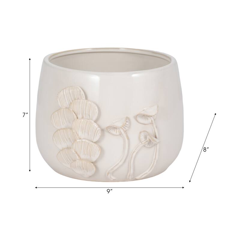 Sagebrook Home Ceramic Elegance, Enchanting Applique Planter for Modern Spaces