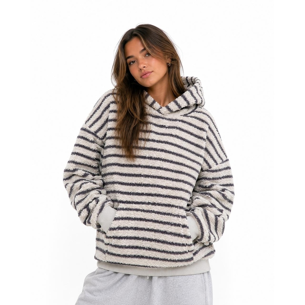 Coma Inducer - Looks Soft - Stripe Plush Hoodie (Multiple Colors)