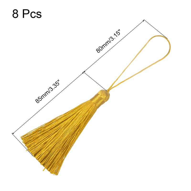 6.5" Silky Bookmark Tassels with Loop for DIY Craft Accessory, 8Pcs - Wheat
