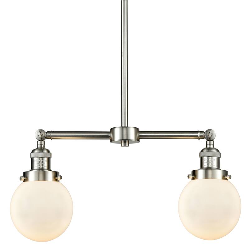 Innovations Lighting Beacon 2 Light 23" Wide Linear Chandelier - Brushed Satin Nickel / Gloss White