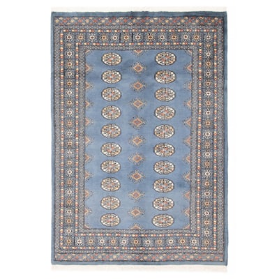 ECARPETGALLERY Hand-knotted Peshawar Bokhara Baby Blue Wool Rug - 4'1 x 5'11