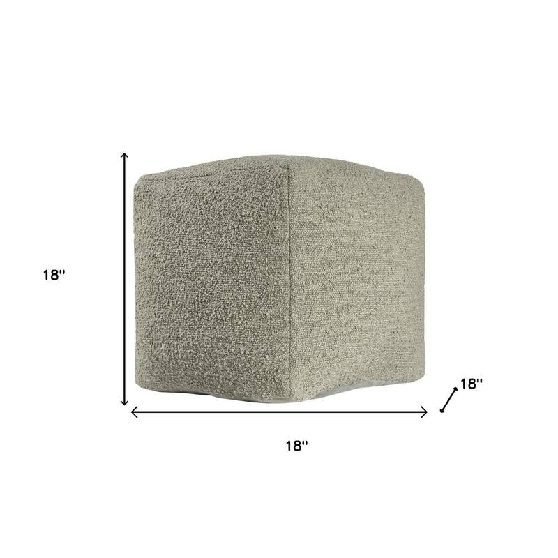 HomeRoots 18" Sage Boucle Pouf Ottoman