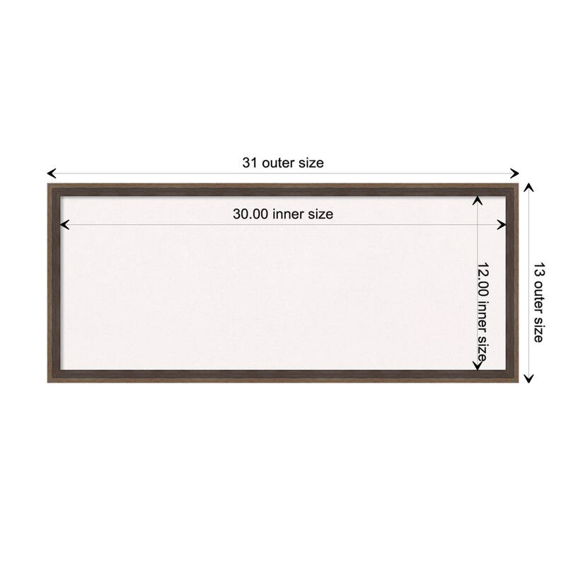 Hardwood Wedge Wood Framed White Corkboard Bulletin Board - Hardwood Wedge Mocha - Board Size 30x12