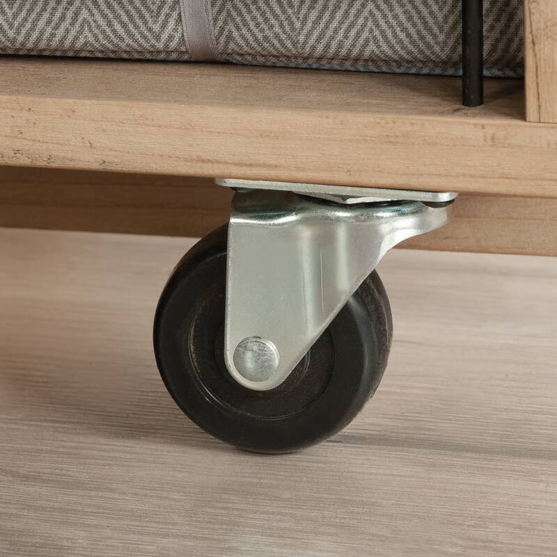 Engineered Wood Transitional Craft Station with Adjustable and Fixed Shelves, Brown - 23.47" W × 22.36" D × 35.98" H