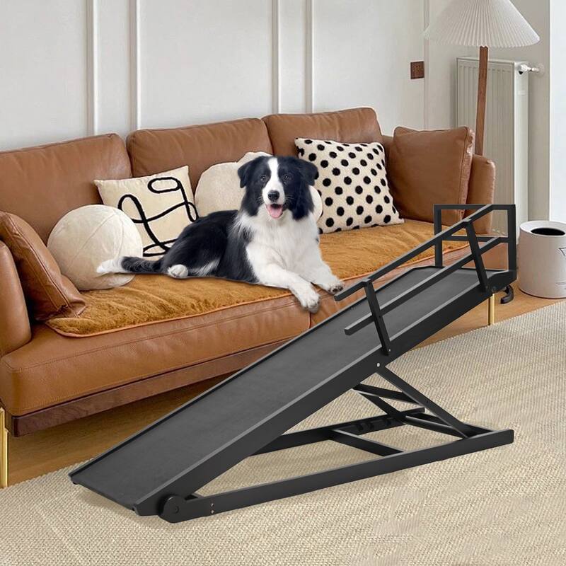 DoCred Pet Ramp, Portable Adjustable Height Folding Dog Ramp - XXL - Black