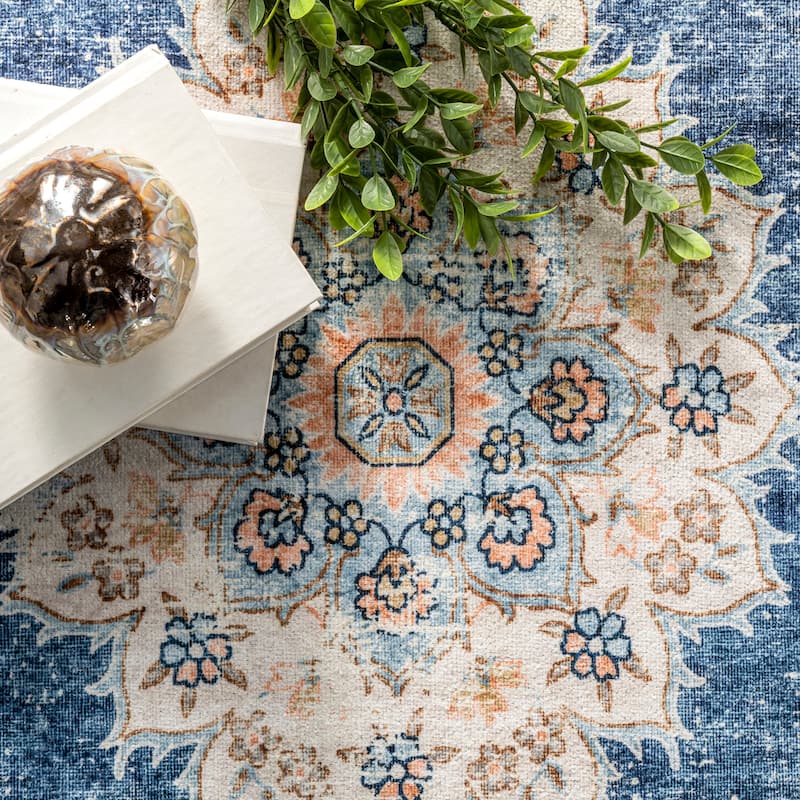 Nuloom Ren SpinClean Vintage Floral Machine Washable Area Rug