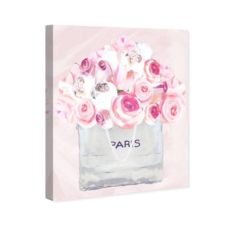 Wynwood Studio Canvas Floral and Botanical Rose Wow Bouquet in Bag Pink and Modern & Contemporary Wall Art Canvas Print