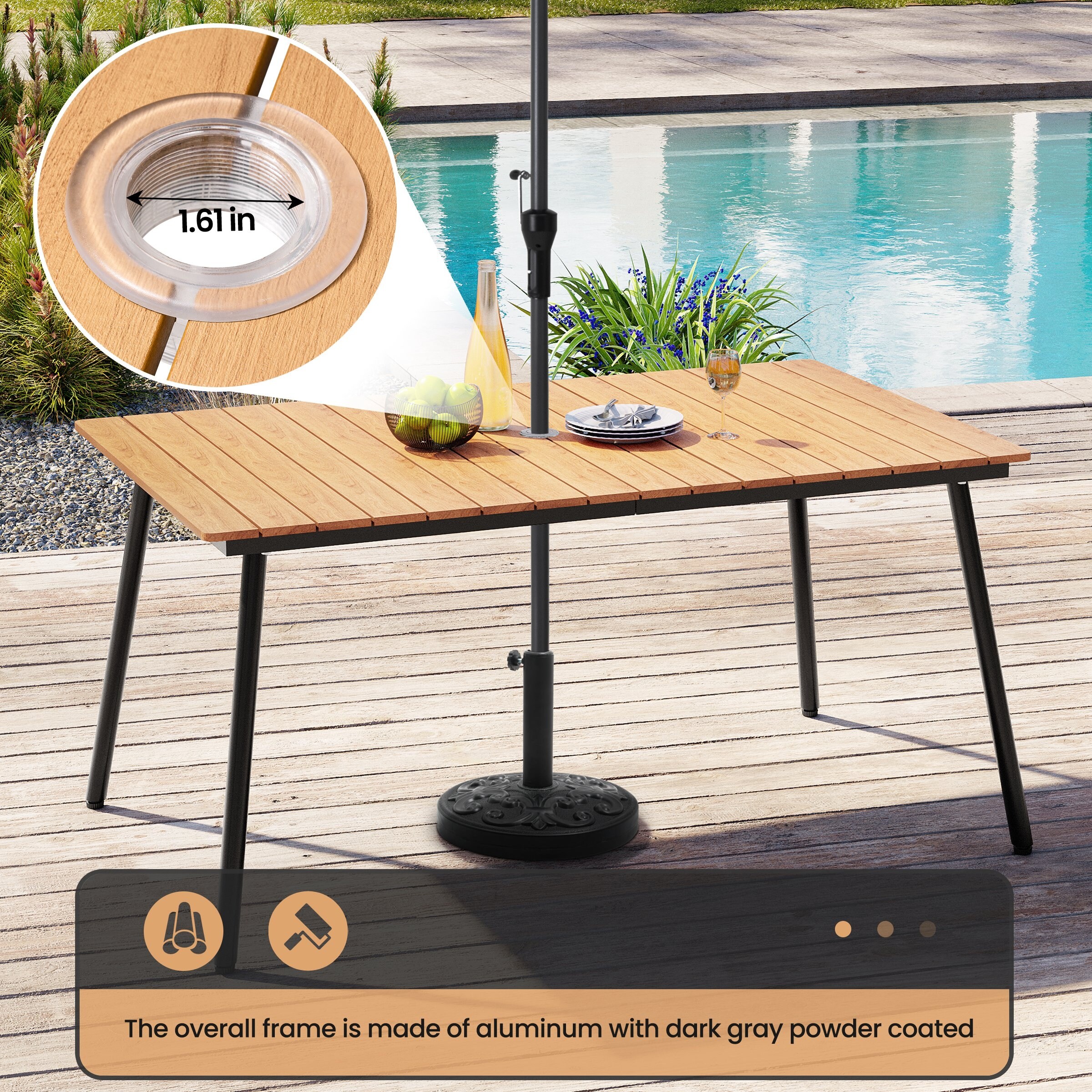 6 person patio on sale table with umbrella