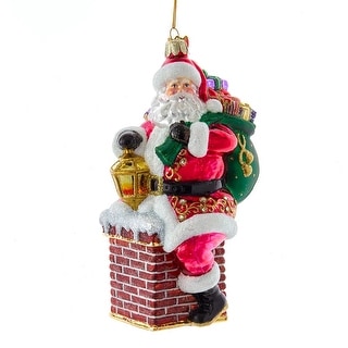 Red and Green Santa on Chimney Christmas Ornaments 8" - Bed Bath ...