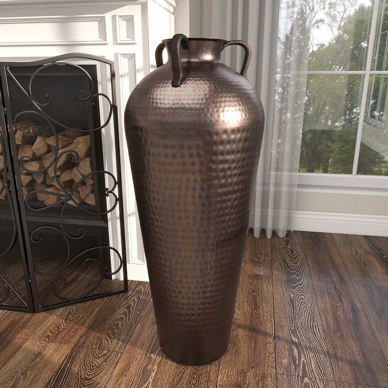 Bronze Hammered Solid Iron Jug Floor Vase