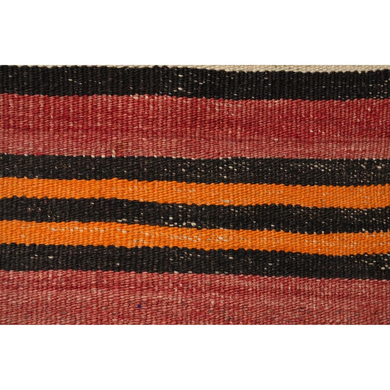 Hand Woven Oriental 100% Wool Carpet Southwestern Geometric Oranges & Rust Kilim Area Rug - 11' 0'' X 5' 1''