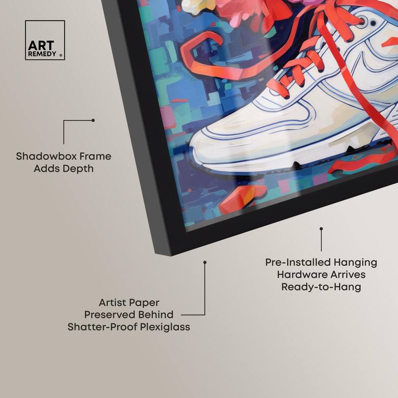 Whimsical Sneaker with Flowers Shadowbox by Art Remedy